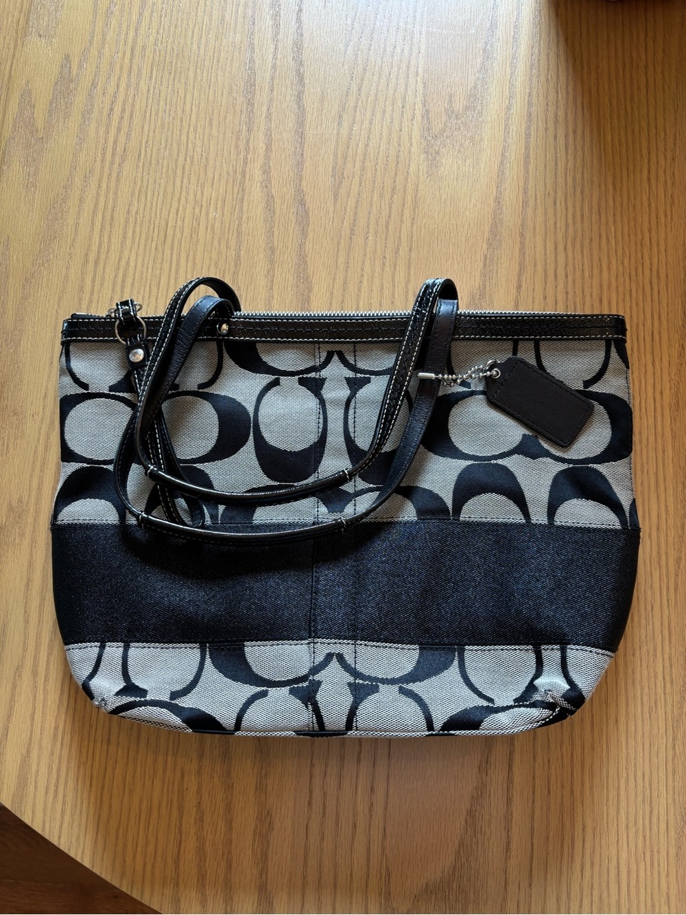 Coach Black and Gray Signature Canvas Tote